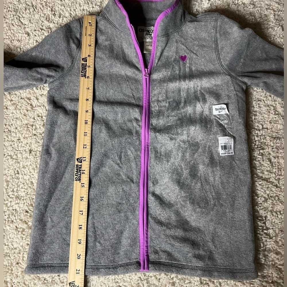 OshKosh B'gosh Kids 10/12 Gray Jacket with Purple Trim NWT